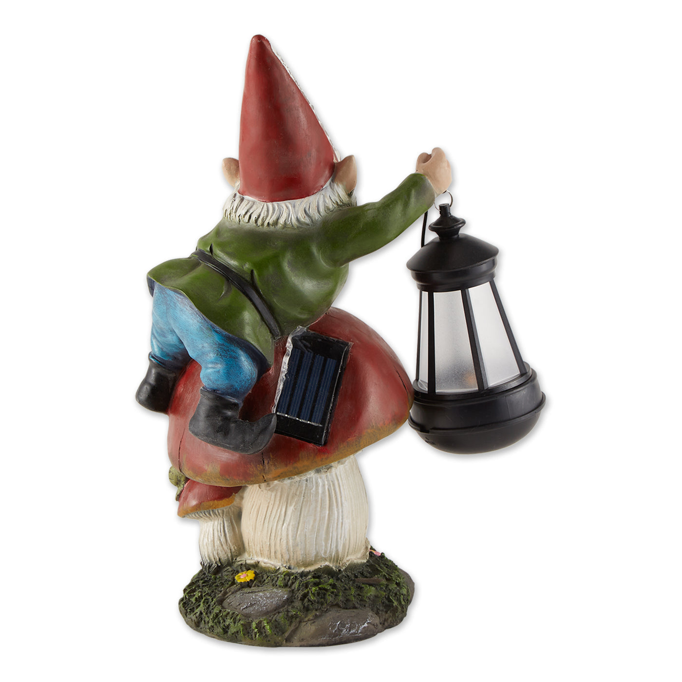 Gnome On Mushroom Solar Statue 