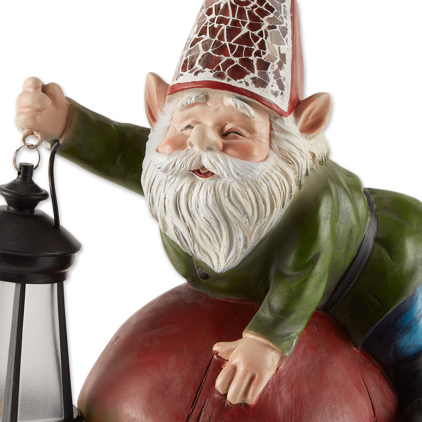 Gnome On Mushroom Solar Statue 