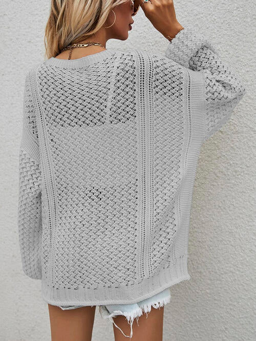 Openwork Button Front Cardigan