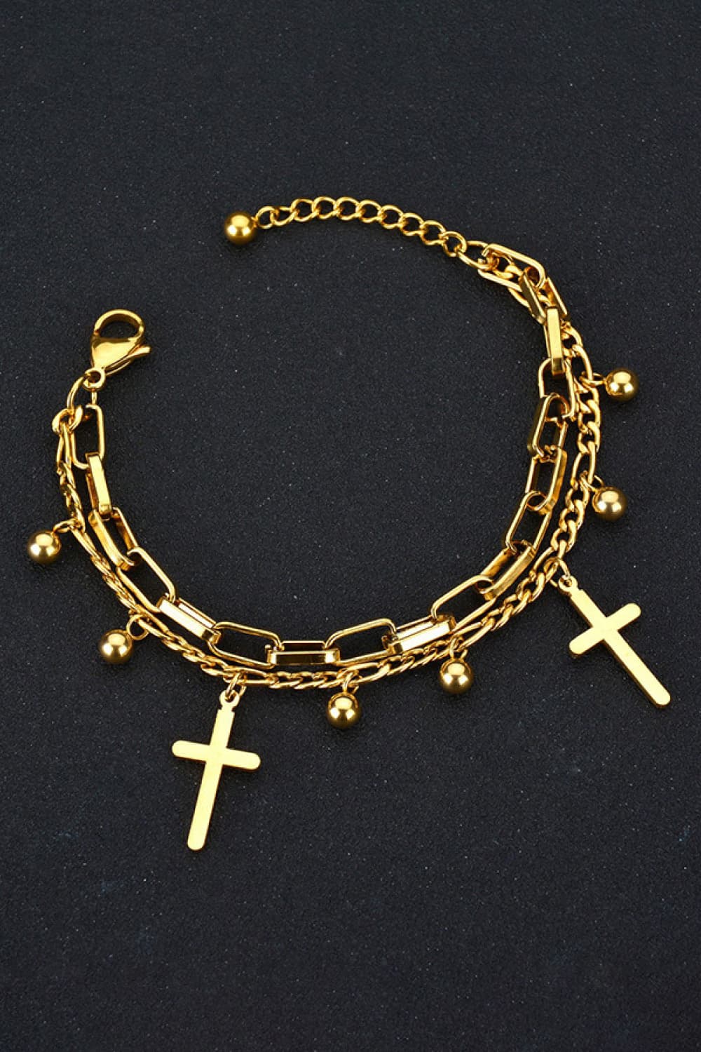 Cross Layered Stainless Steel Bracelet