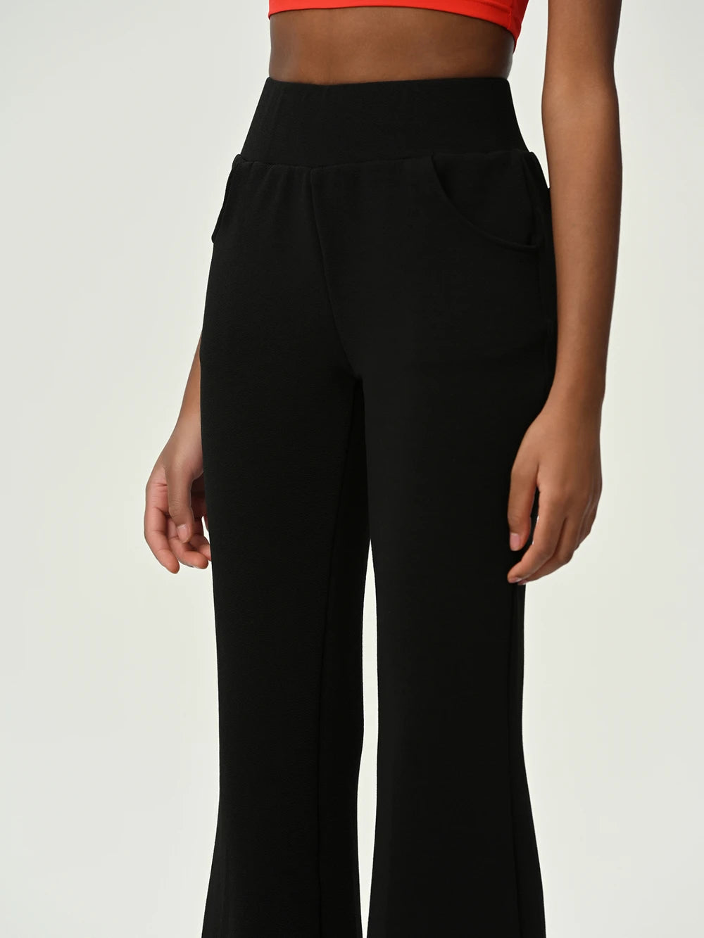 High Waist Flare Leg Pants with Pockets