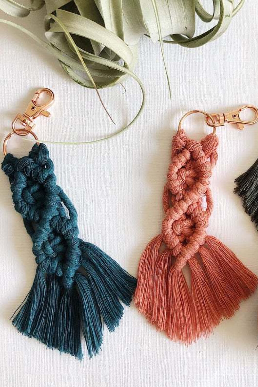 Assorted 4-Pack Macrame Fringe Keychain