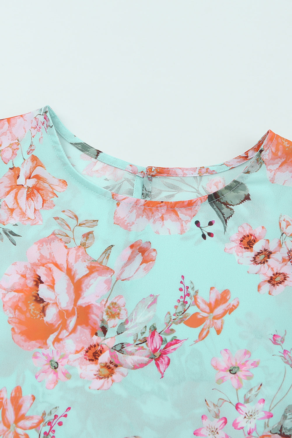 Summer Lover Floral Puff Sleeve Round Neck Blouse