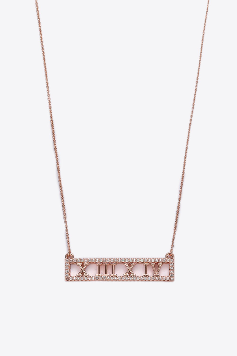 Inlaid Cubic Zirconia Bar Pendant Necklace