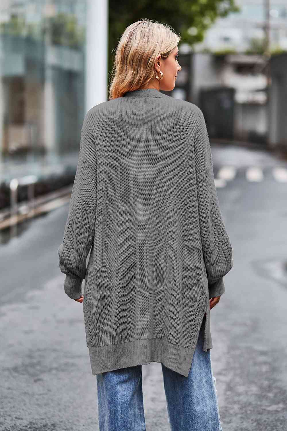 Open Front Dropped Shoulder Longline Cardigan