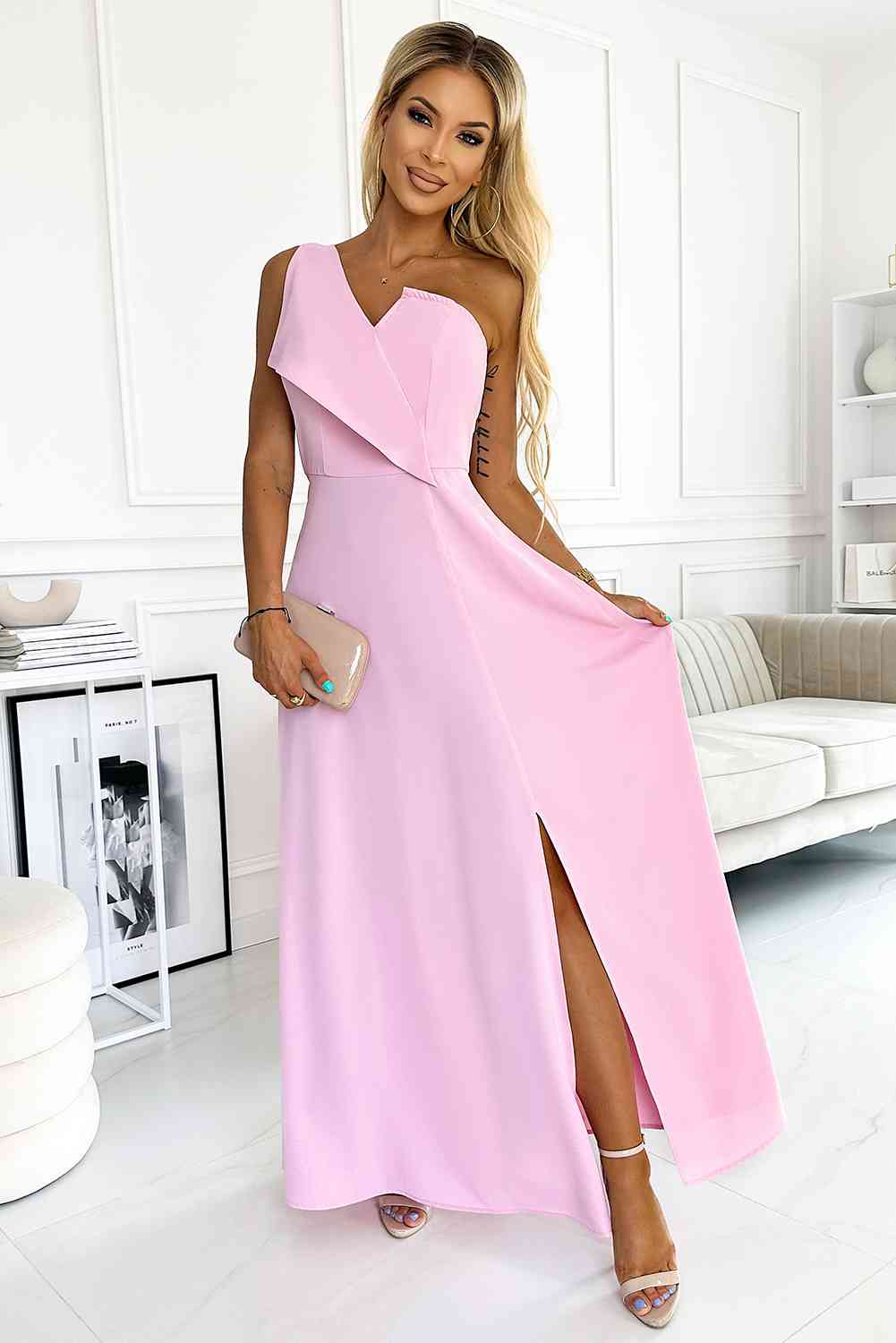 One-Shoulder Sleeveless Maxi Dress