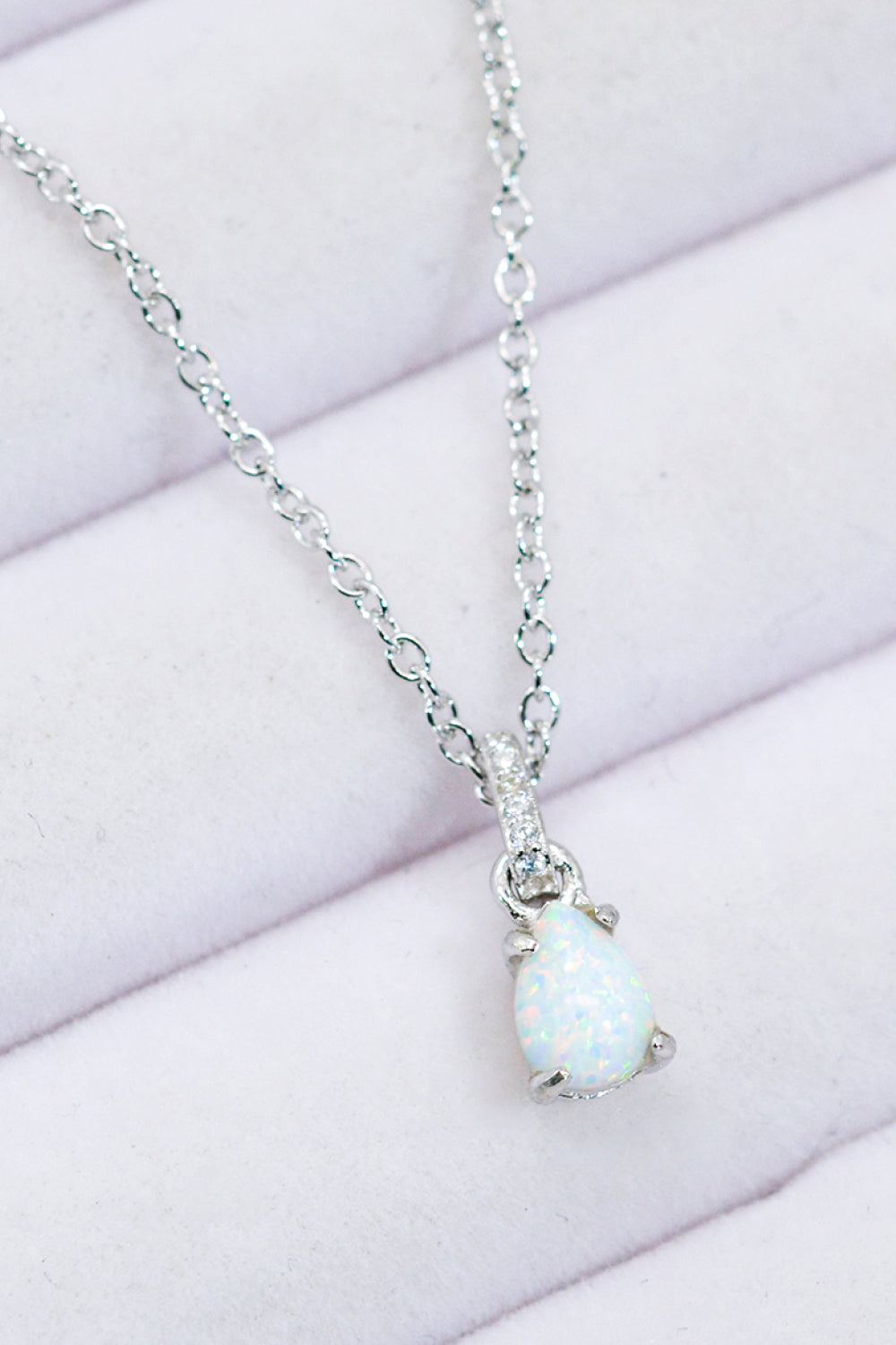 Opal Pendant 925 Sterling Silver Chain-Link Necklace