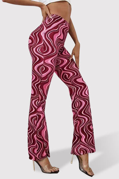 Printed High Waist Flare Pants