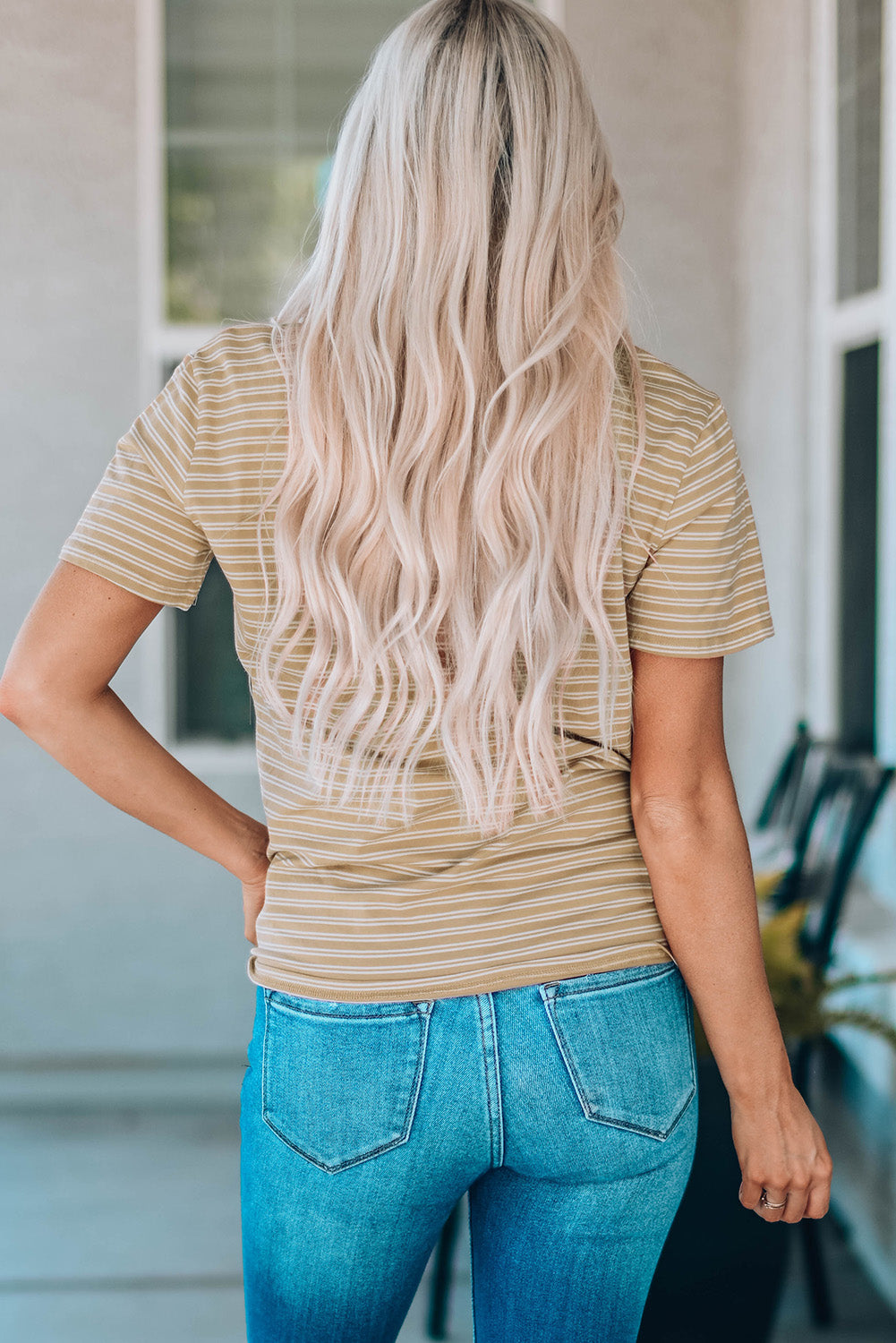 Striped Contrast T-Shirt with Breast Pocket