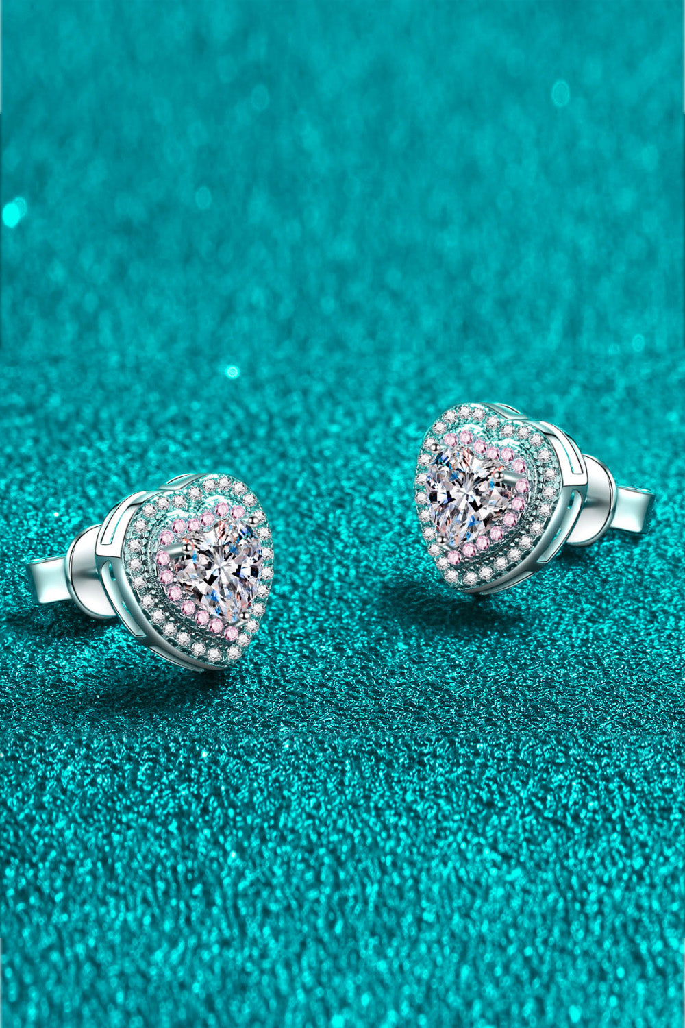 Moissanite Heart-Shaped Stud Earrings