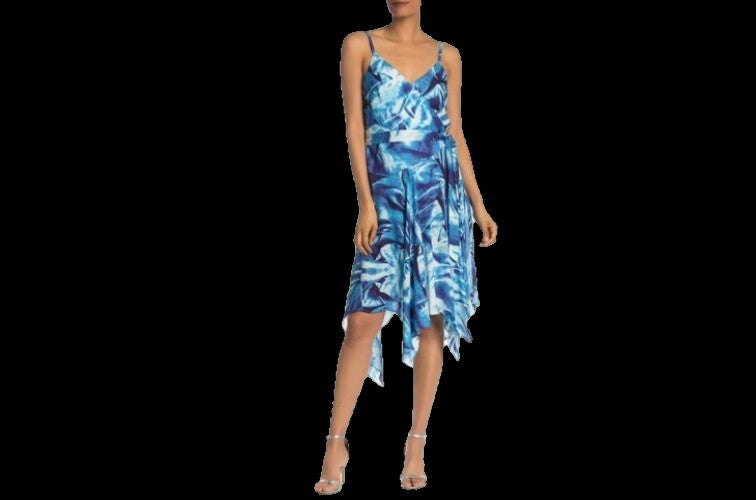 Gorgeous Nicole Miller Print Wrap Hi/Lo Hem Dress