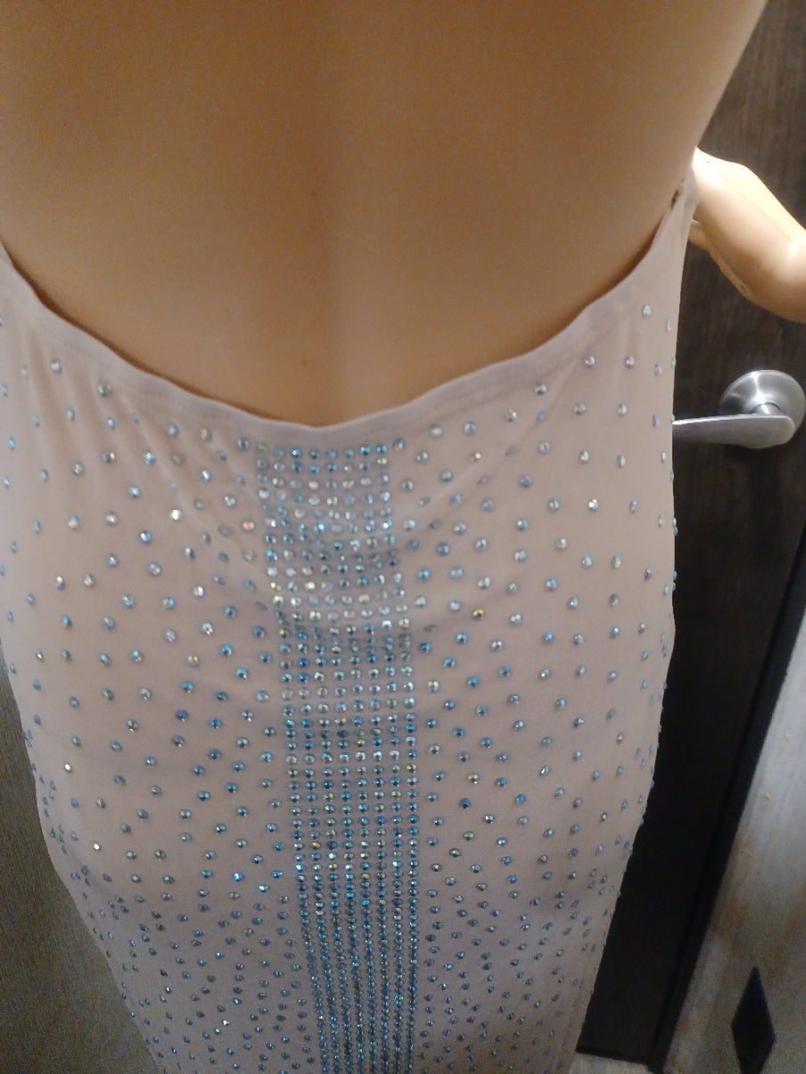 Rhinestone Embellish Plunging Deep V Neck Halter - Size XL