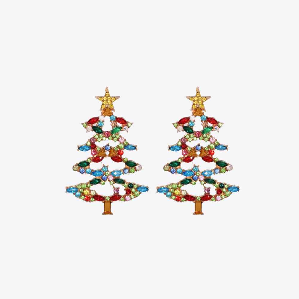 Christmas Tree Rhinestone Alloy Earrings