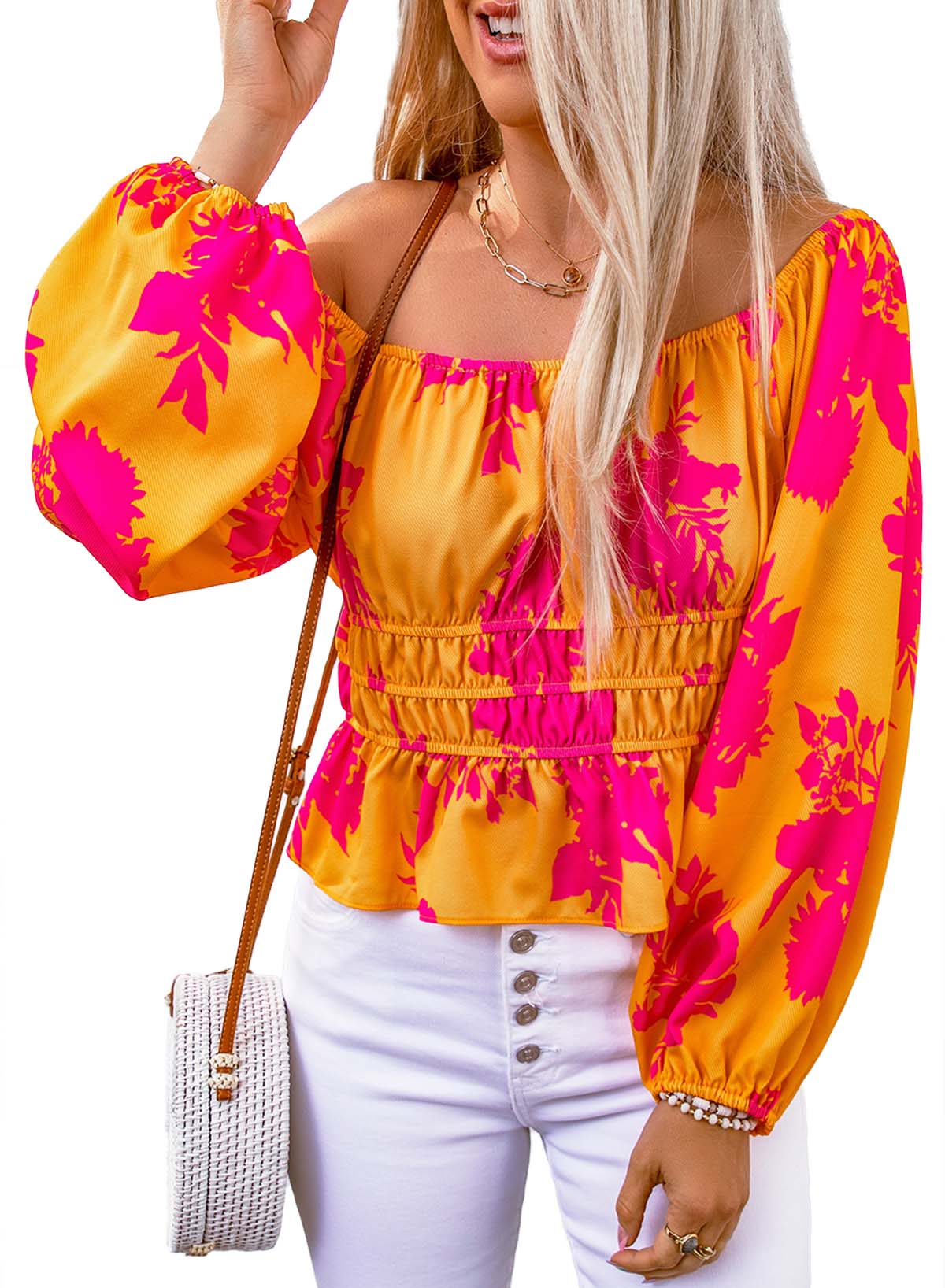 Floral Off-Shoulder Peplum Blouse