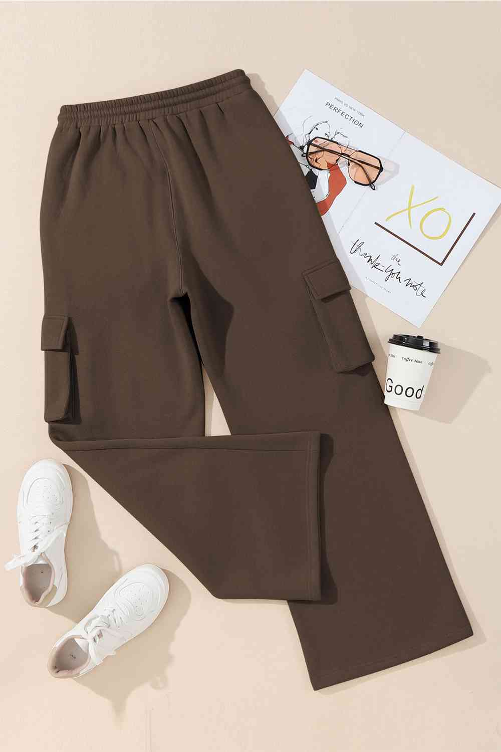 Drawstring Straight Pants with Pockets