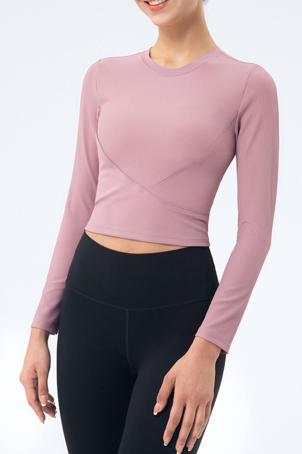 Crisscross Ribbed Cropped Sports Top