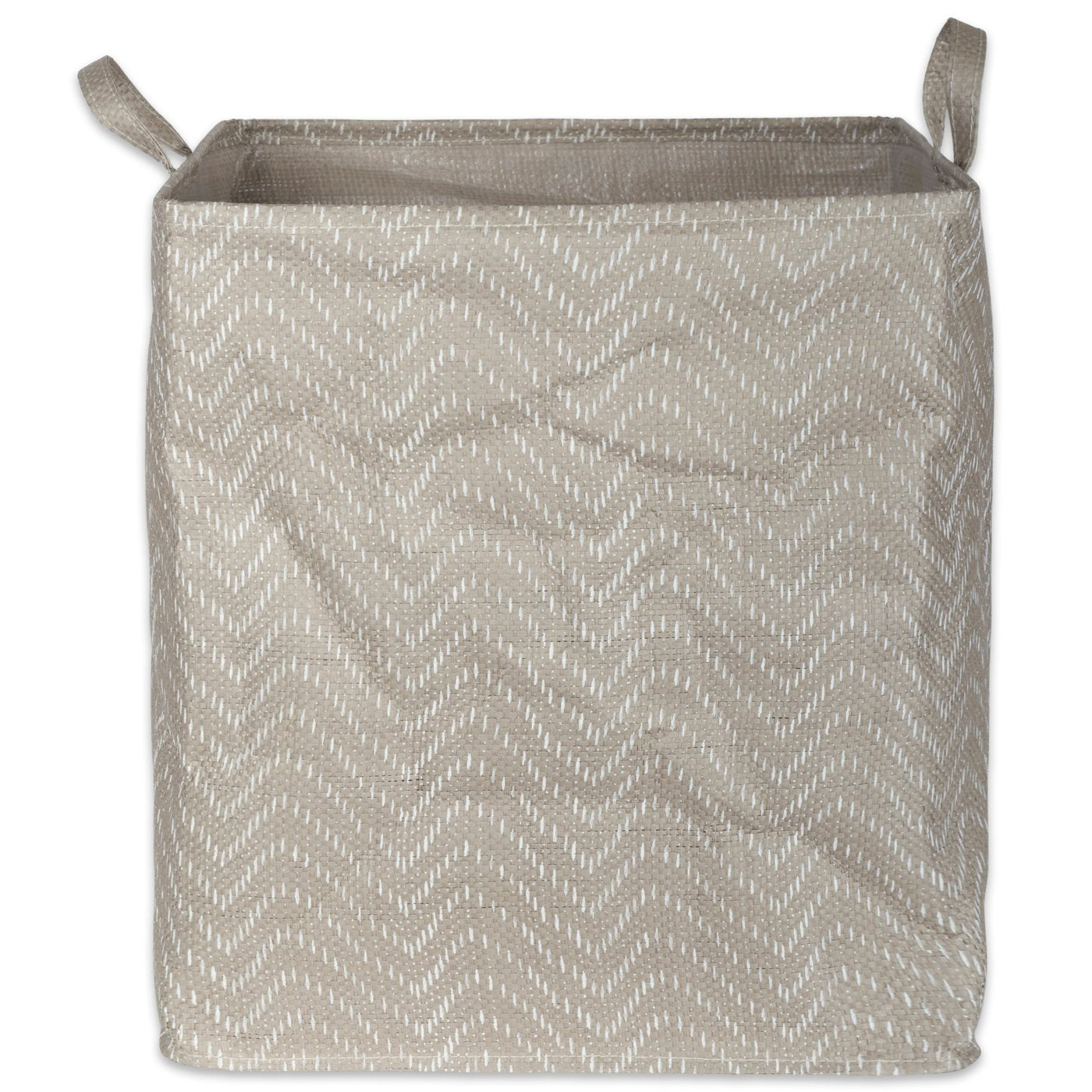 Pe Coated Woven Paper Laundry Hamper Tribal Chevron Stone/Cream Rectangular 16X16X19 