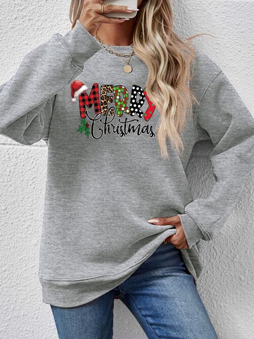 MERRY CHRISTMAS Round Neck Dropped Shoulder Sweatshirt