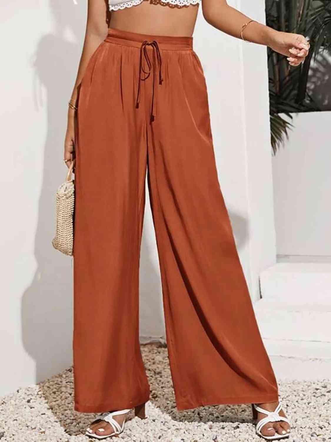 Drawstring Wide Leg Pants