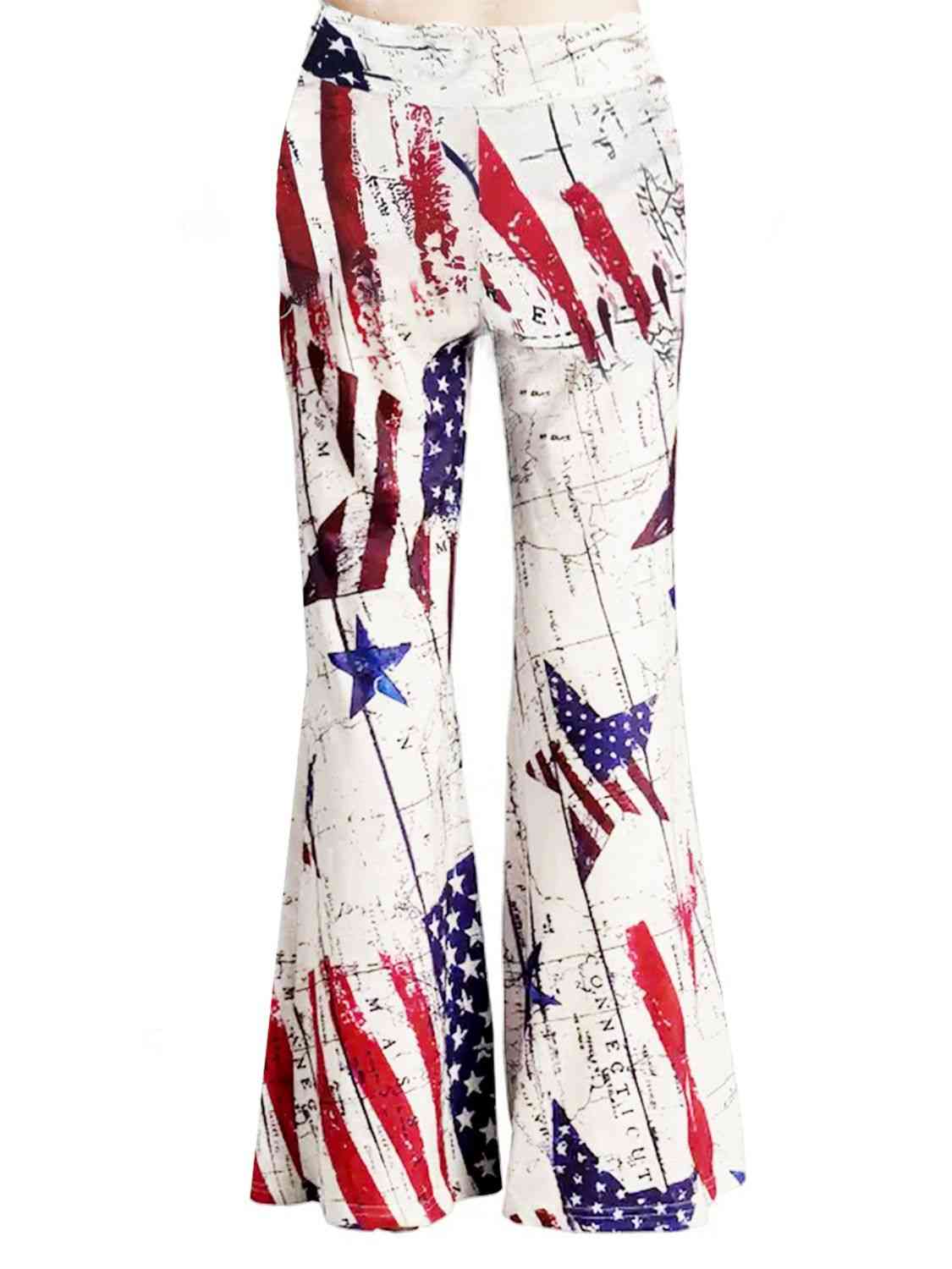 Printed Wide Waistband Flare Pants