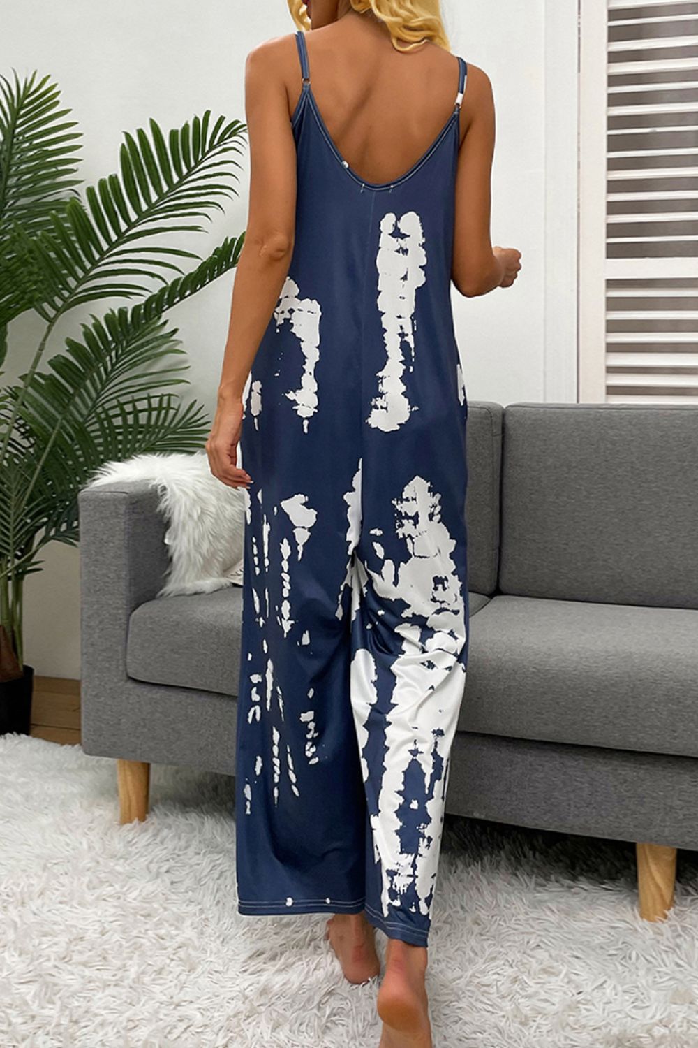 Tie-Dye Spaghetti Strap Jumpsuit with Pockets