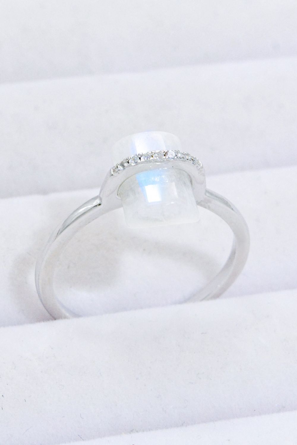 Natural Moonstone Platinum-Plated Ring