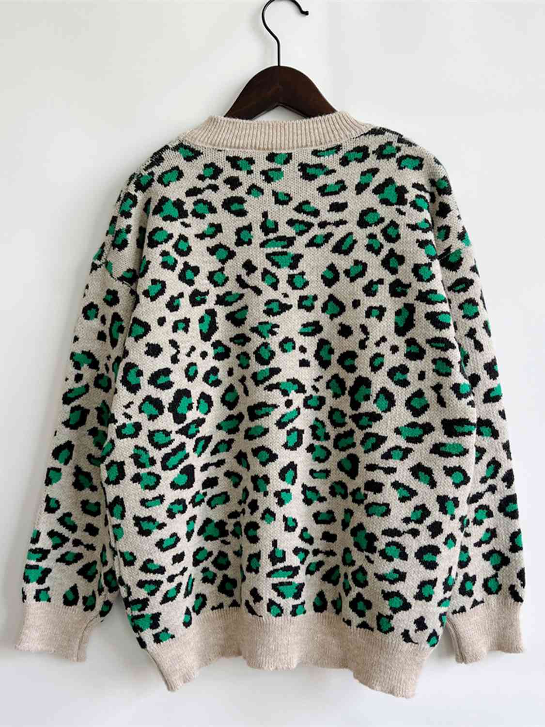 Leopard Round Neck Long Sleeve Sweater