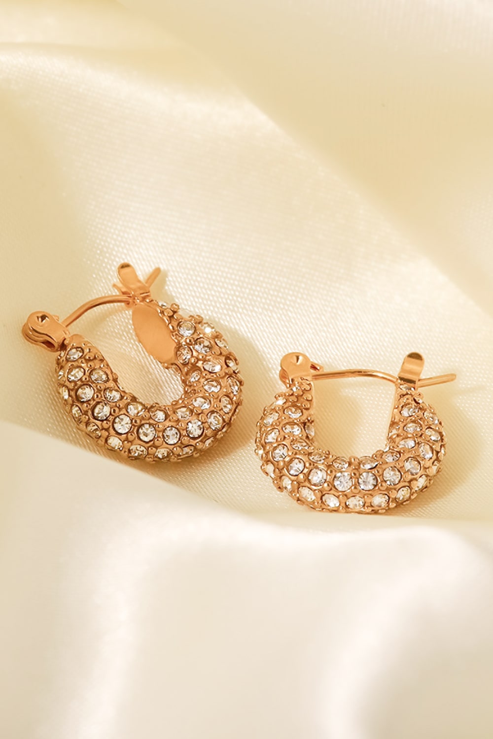 18K Gold Plated Inlaid Zircon Hoop Earrings