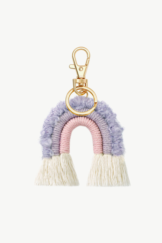 Fringe Trim Rainbow Key Chain