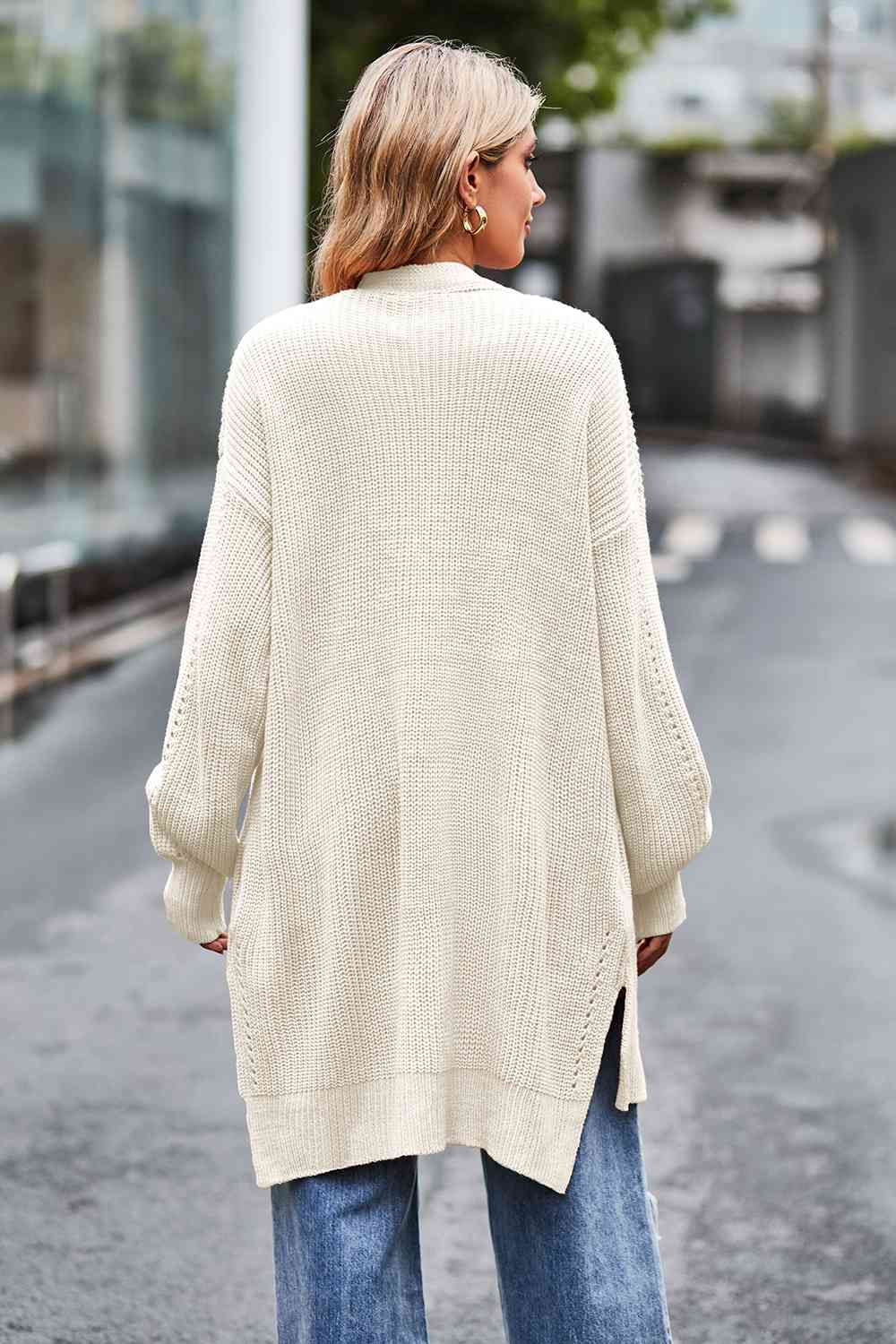 Open Front Dropped Shoulder Longline Cardigan