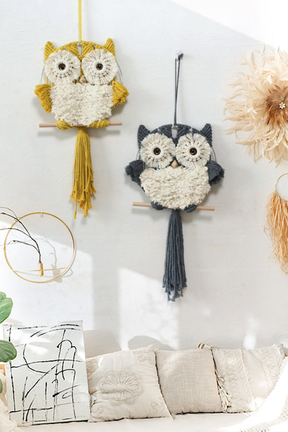 Hand-Woven Tassel Owl Macrame Wall Hanging