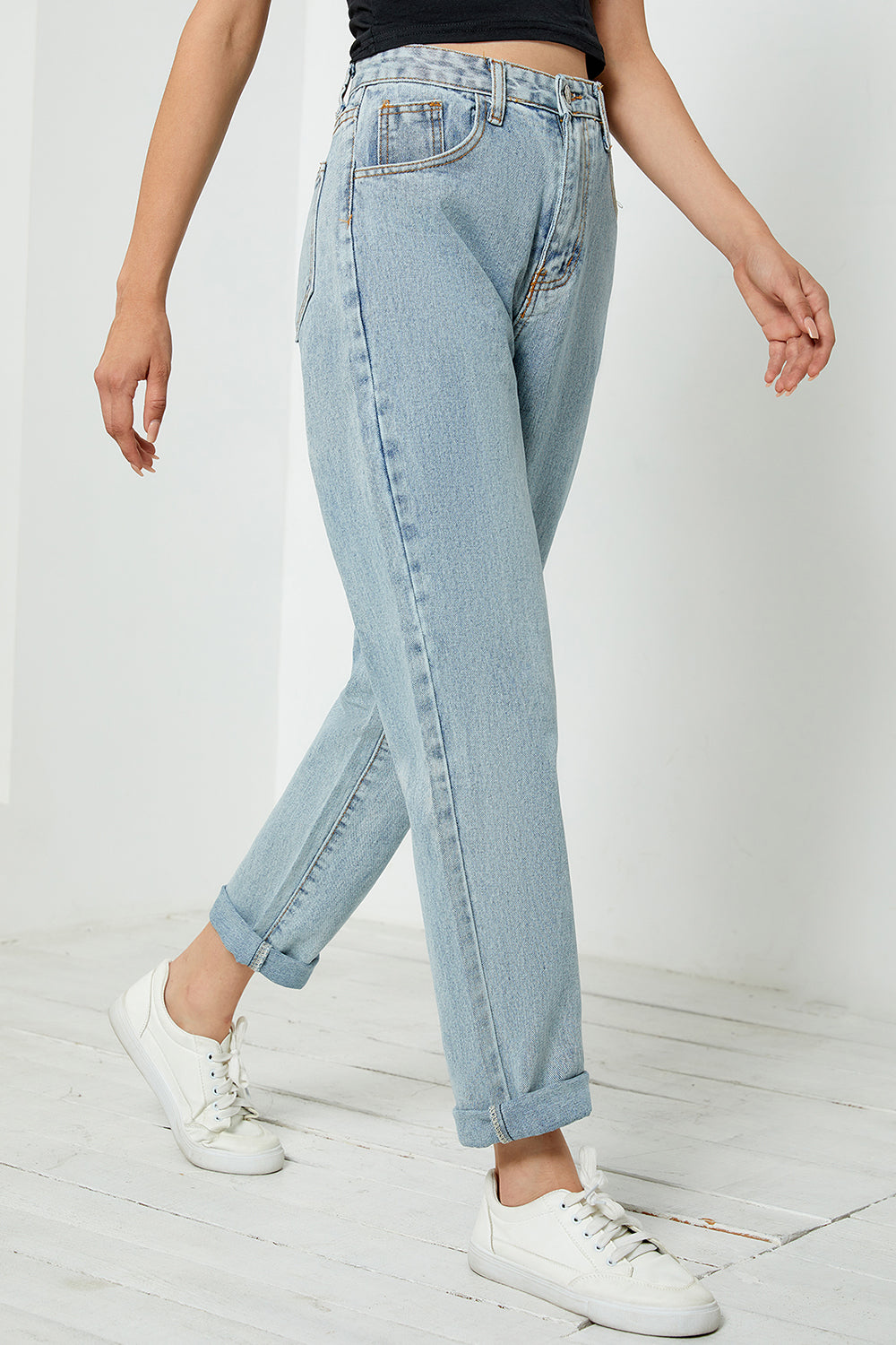 High Waist Straight Leg Jeans