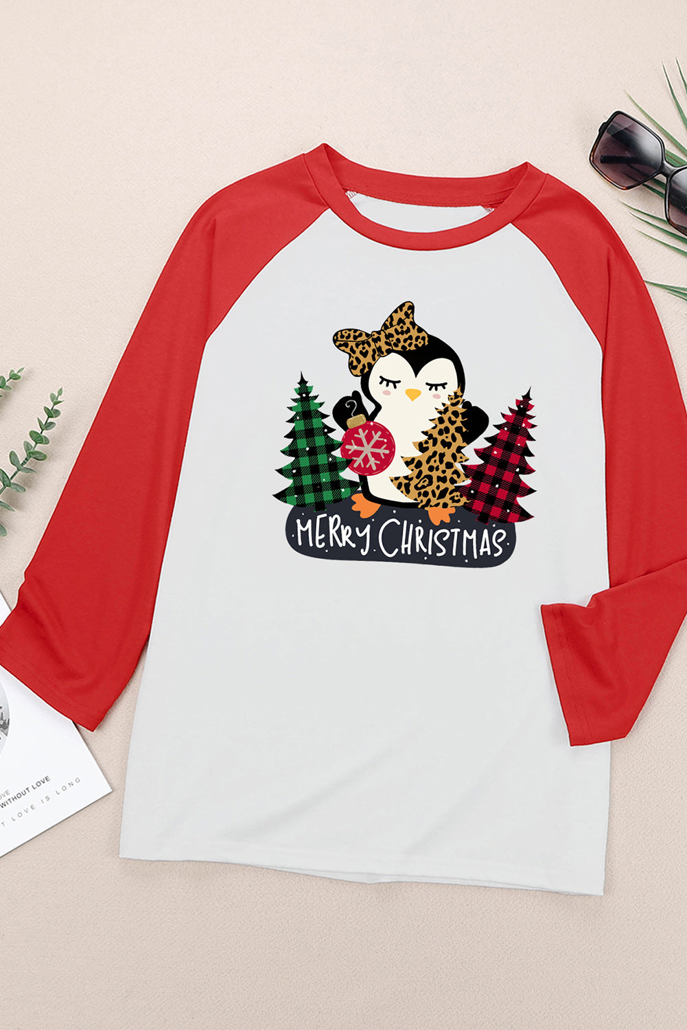 MERRY CHRISTMAS Penguin Round Neck Long Sleeve T-Shirt