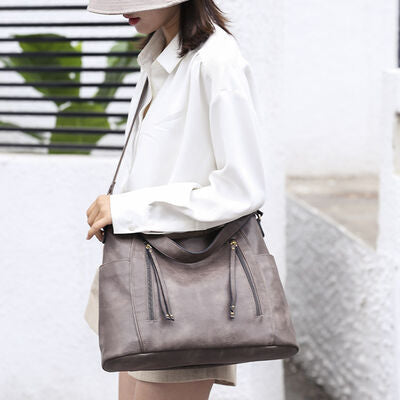 Textured PU Leather Tote Bag