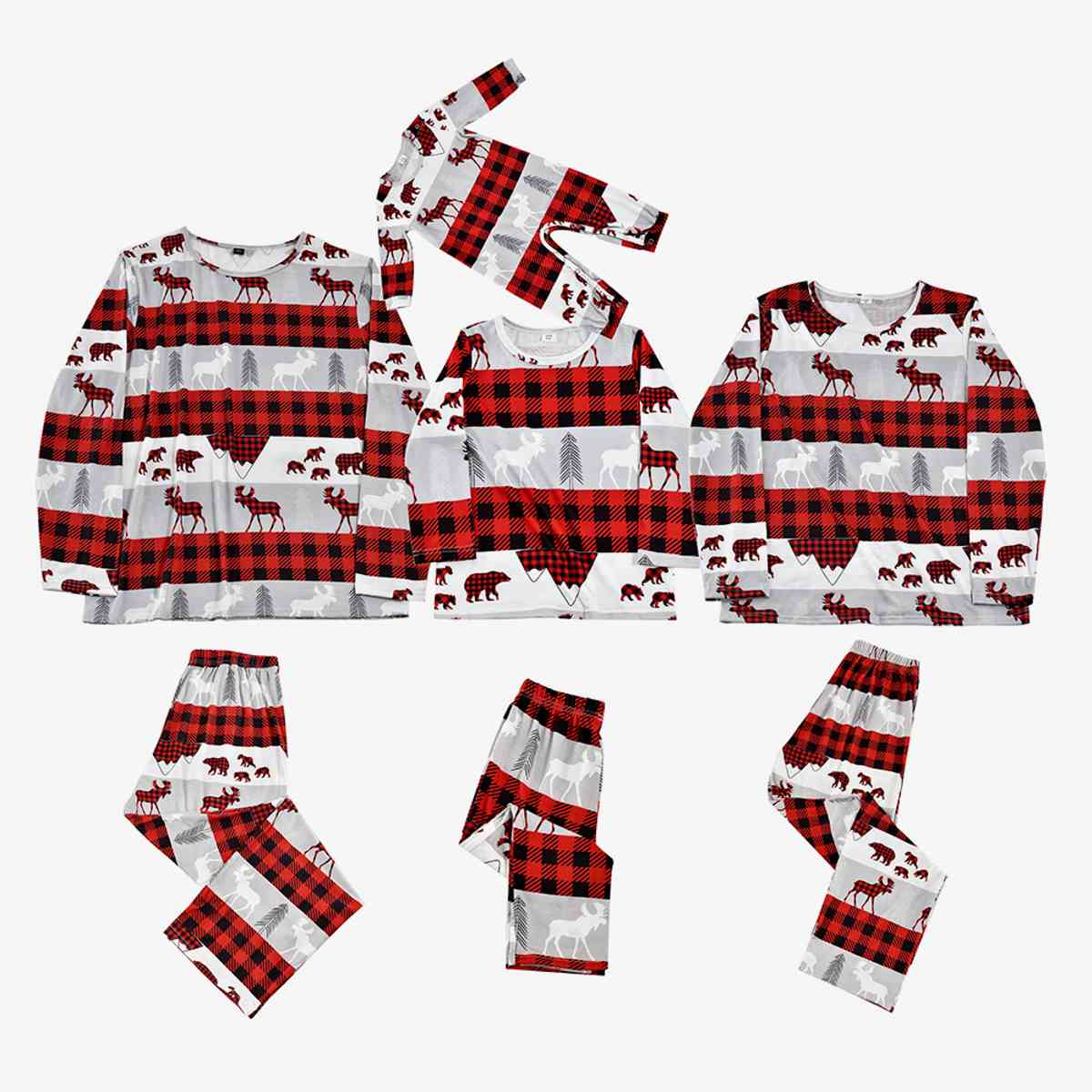 Men Reindeer & Plaid Top and Pants Set