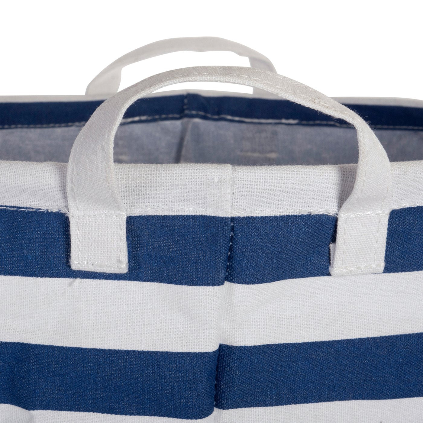 Pe Coated Cotton/Poly Laundry Bin Stripe Nautical Blue  Rectangle Extra Small 8X9.5X7 Set/2 