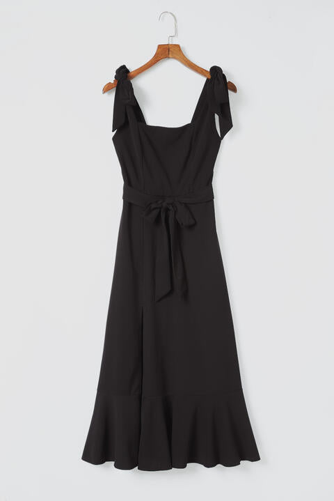 Square Neck Tie Shoulder Dress