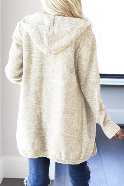 Heathered Open Front Cardigan with Pockets