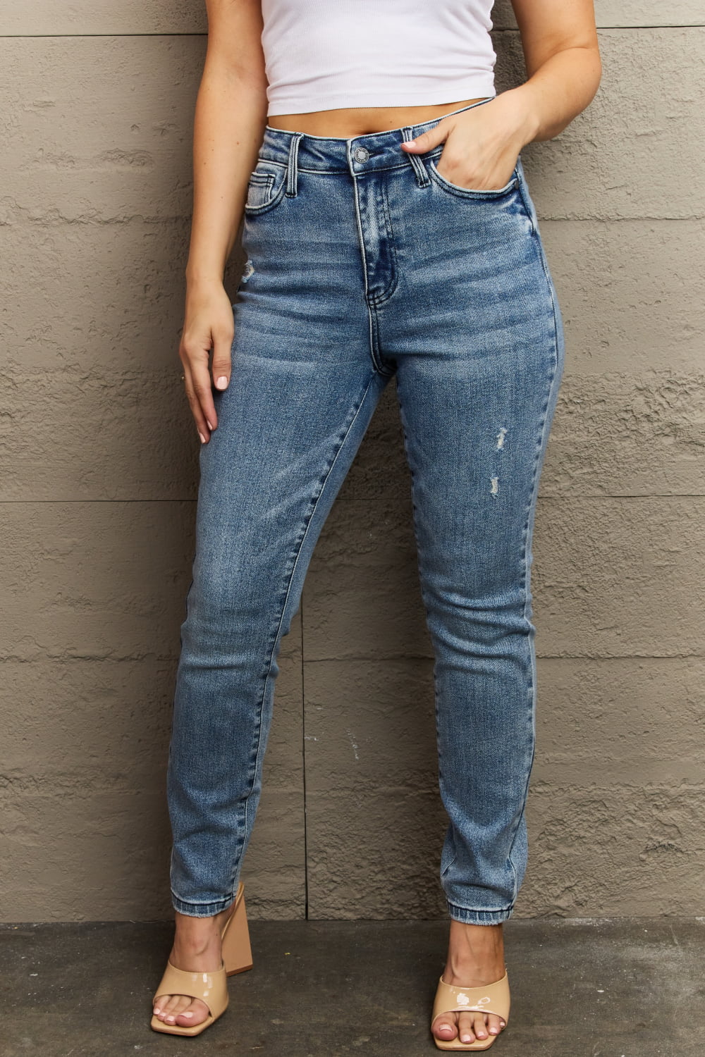 Judy Blue Kayla Full Size High Waist Distressed Slim Jeans