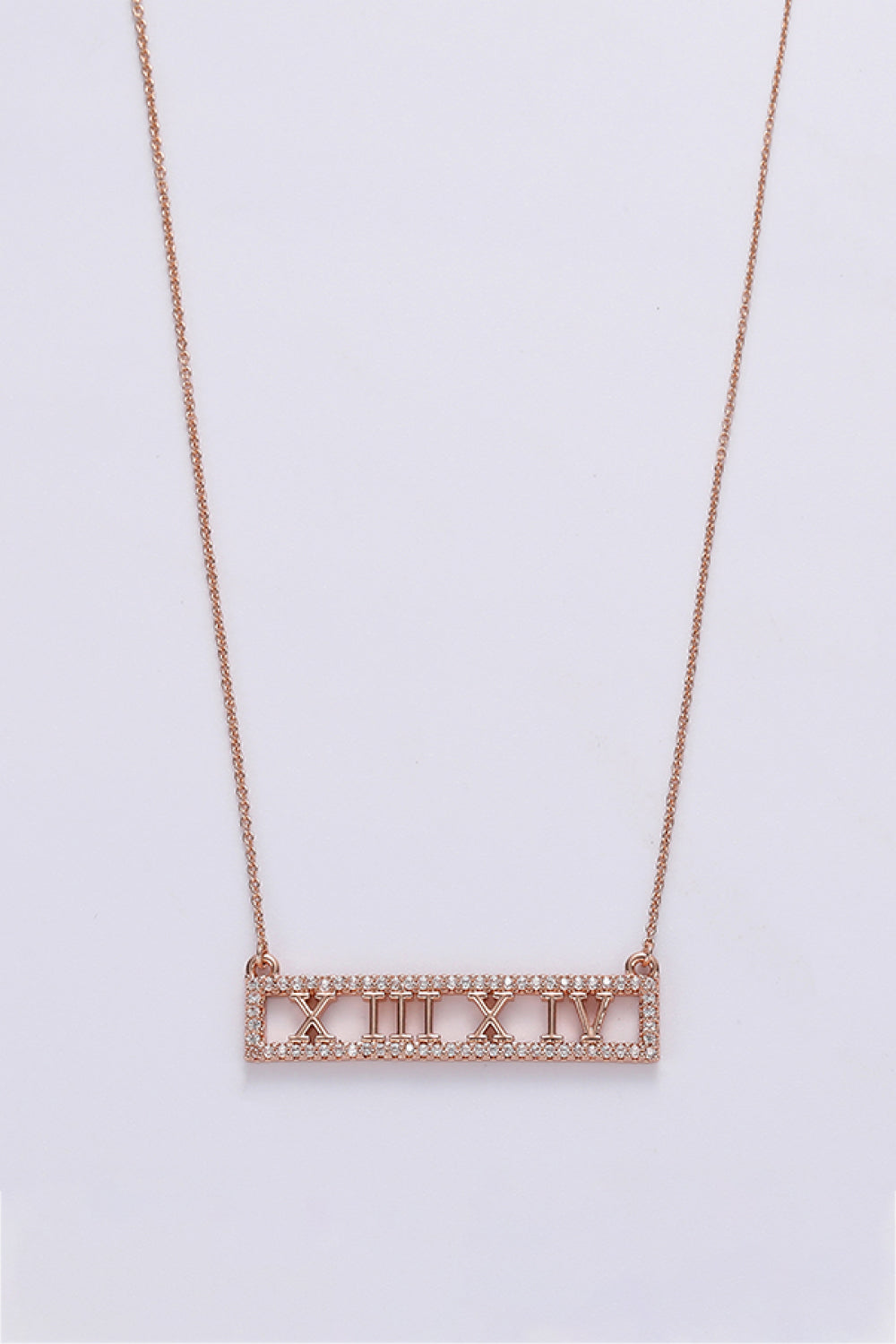 Inlaid Cubic Zirconia Bar Pendant Necklace