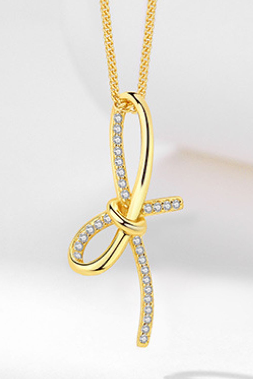 Zircon Bow Pendant Necklace