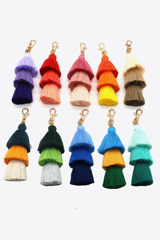 Assorted 4-Pack Multicolored Fringe Keychain