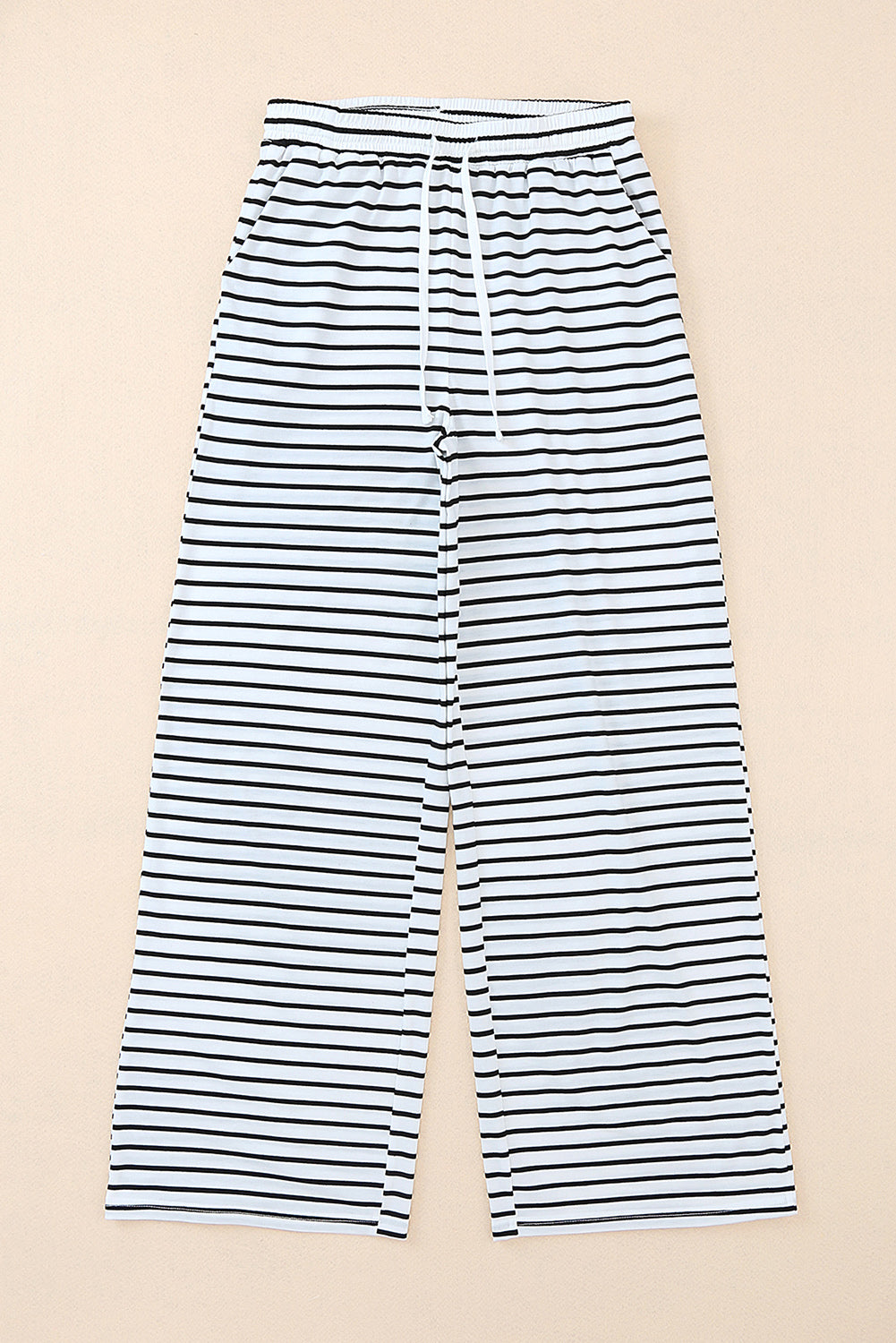 Striped Drawstring Waist Wide Leg Pants