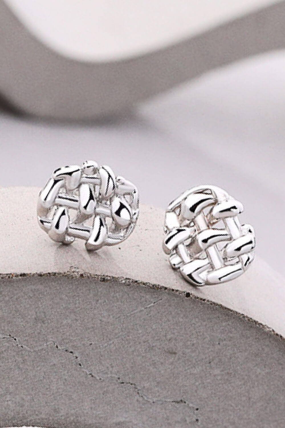 925 Sterling Silver Woven Stud Earrings