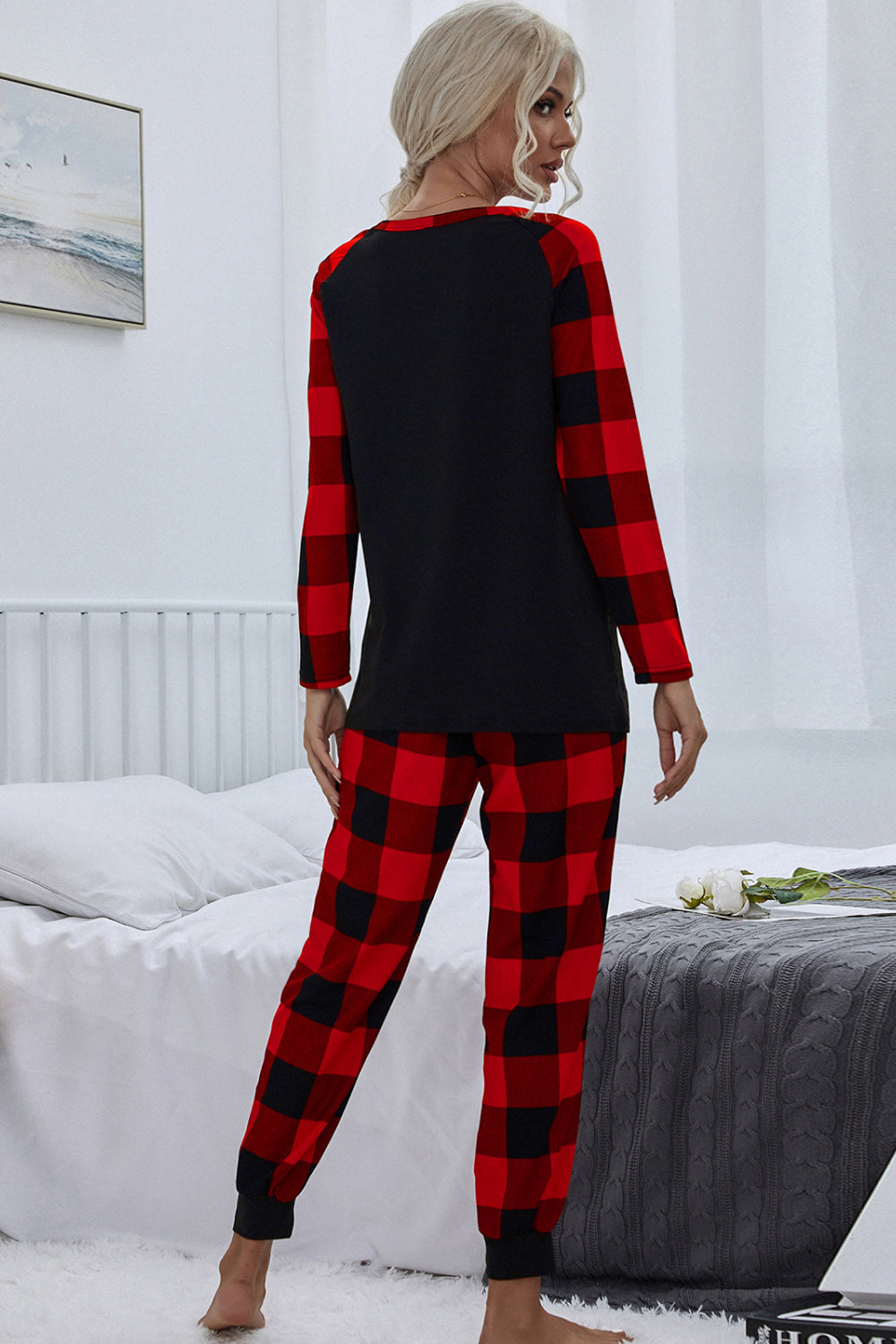 Buffalo Plaid Long Sleeve Loungewear Set