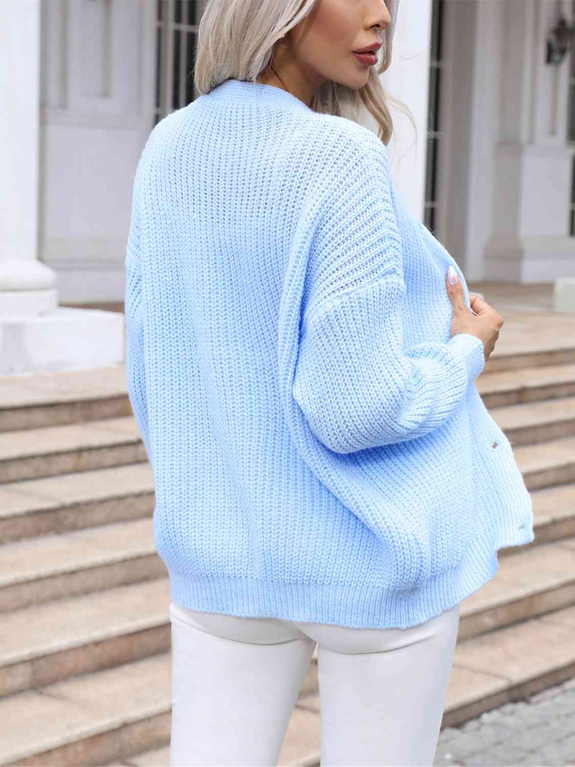 V-Neck Drop Shoulder Cardigan