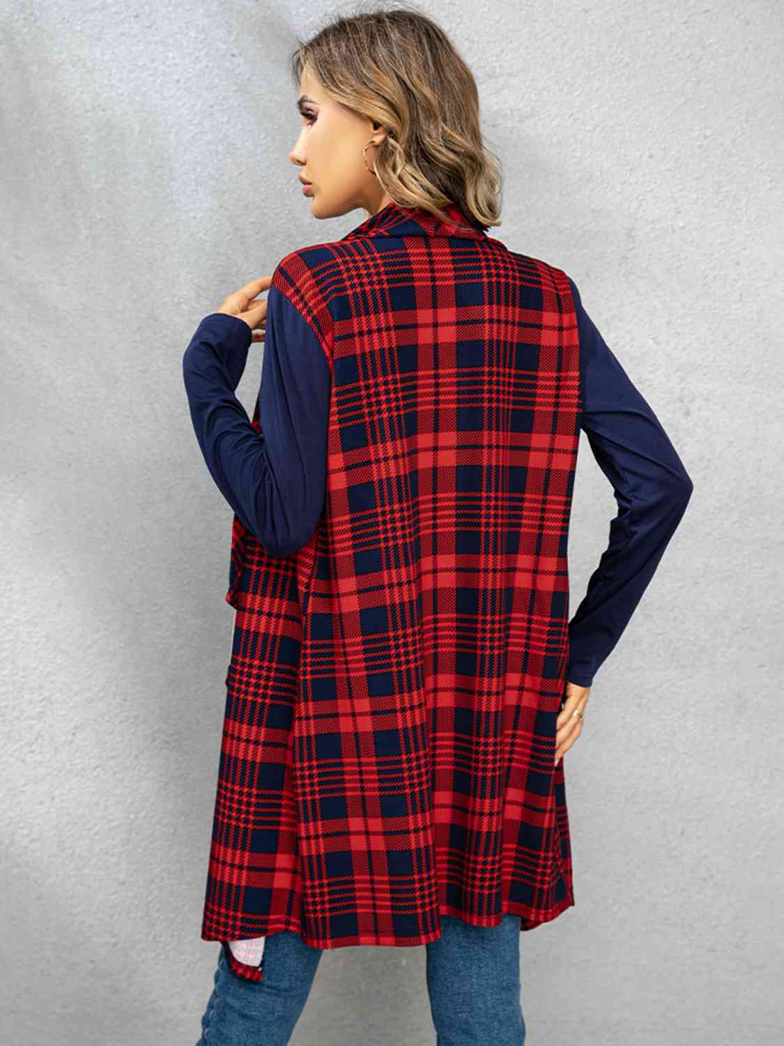 Plaid Open Front Cardigan