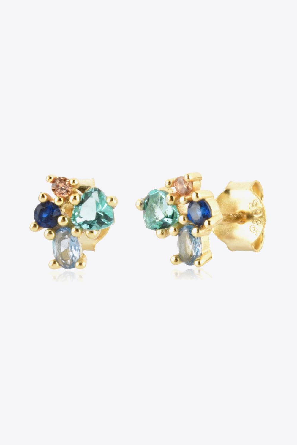 Multicolored Zircon 925 Sterling Silver Stud Earrings