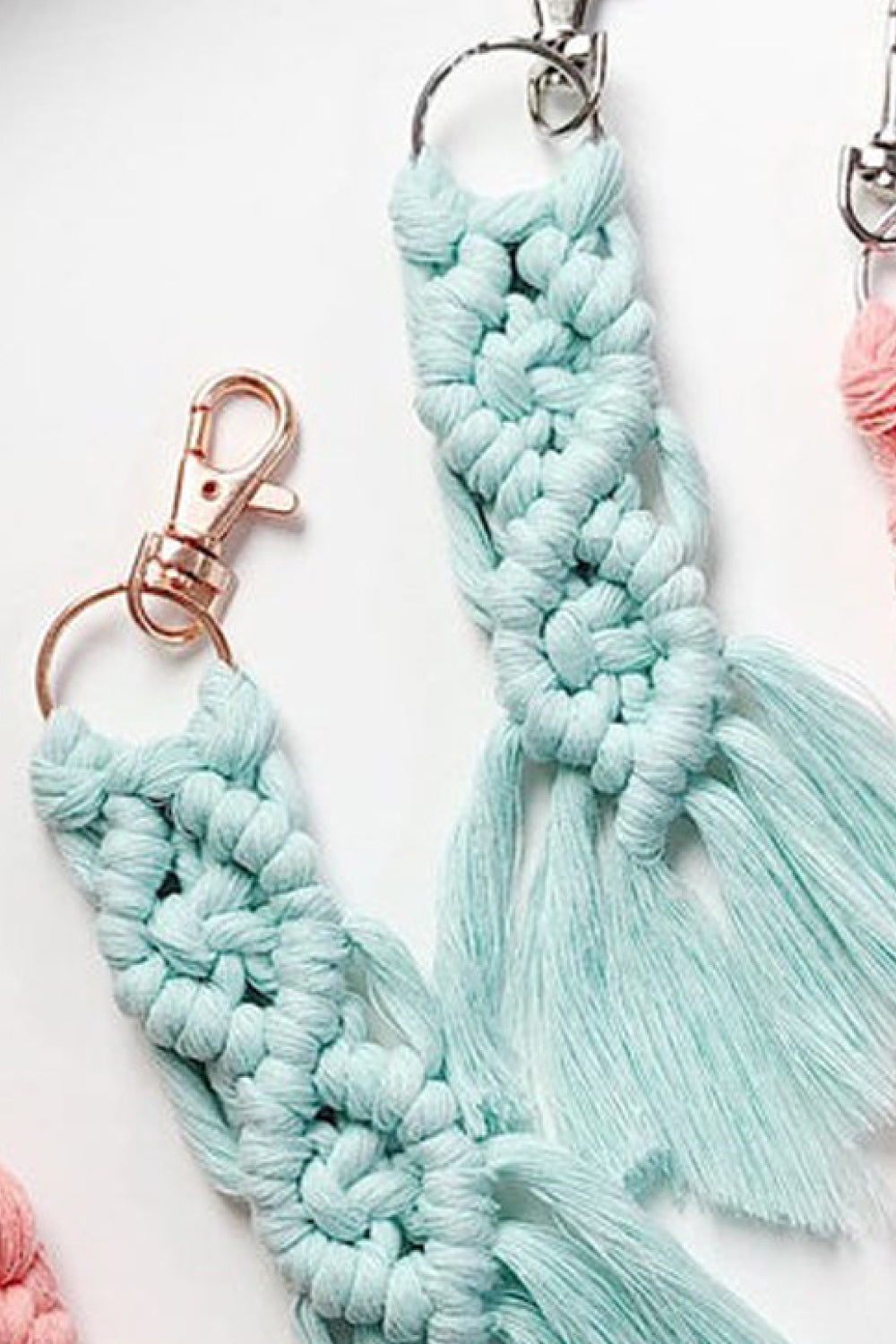 Assorted 4-Pack Macrame Fringe Keychain