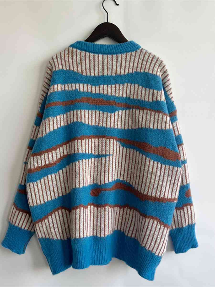 Color Block Round Neck Sweater